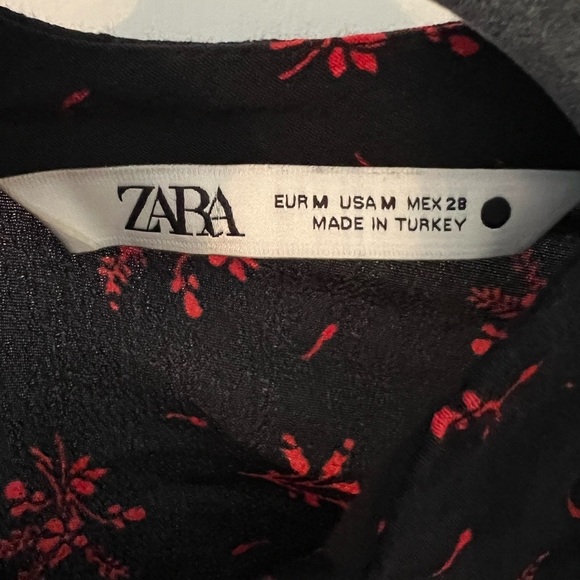 Zara Size M Black Ruffled Mini Dress (i108) - Picture 5 of 11